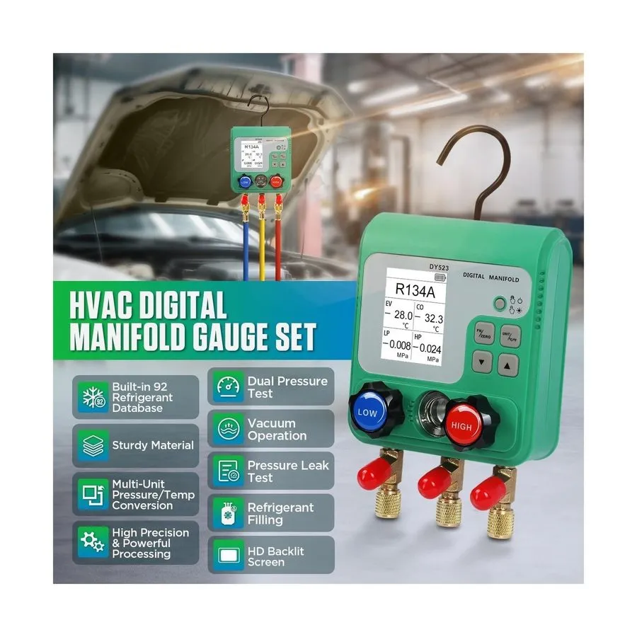 Манометрический коллектор Digital Manifold Gauge w/Hoses-Fit R22/R134a/R410a HVA — фото лота 1