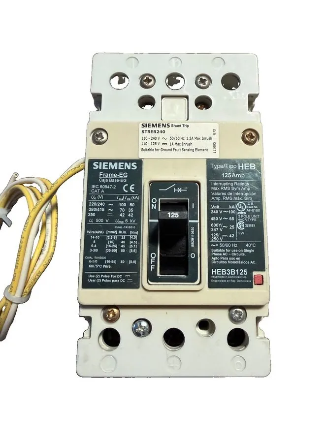 Автоматический выключатель Siemens HEB3B125 3-Pole 125 Amp 480V Circuit Breaker