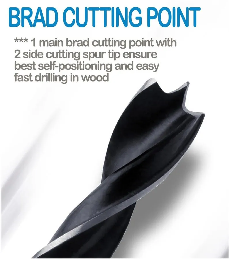 Режущий инструмент Wood Brad Point Drill Bit Set 3/8" Woodworking Spur Point Woo — фото лота 1