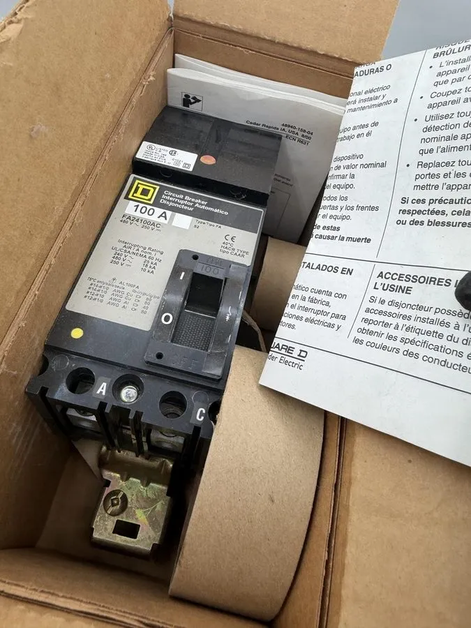 Автоматический выключатель SQUARE D CIRCUIT BREAKER FA24100AC I-LINE 100A 480V 2