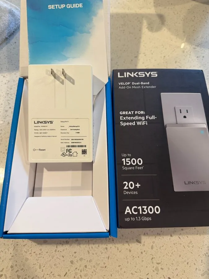 Объектив Linksys Velop Plug-In AC1300 Dual-Band Wi-Fi Add-On Mesh Extender WHW01