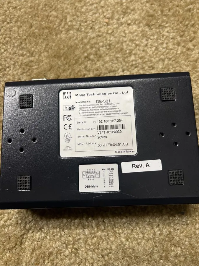 IIoT-устройство MOXA DE-301 NPort RS-232 Serial Device Server Lite(No Charger) D