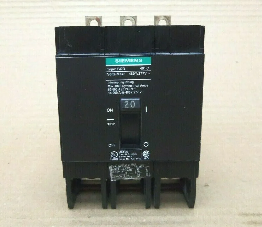 Автоматический выключатель SIMENS BQD BQD320 3 POLE 20 AMP 480V GRAY CIRCUIT BRE