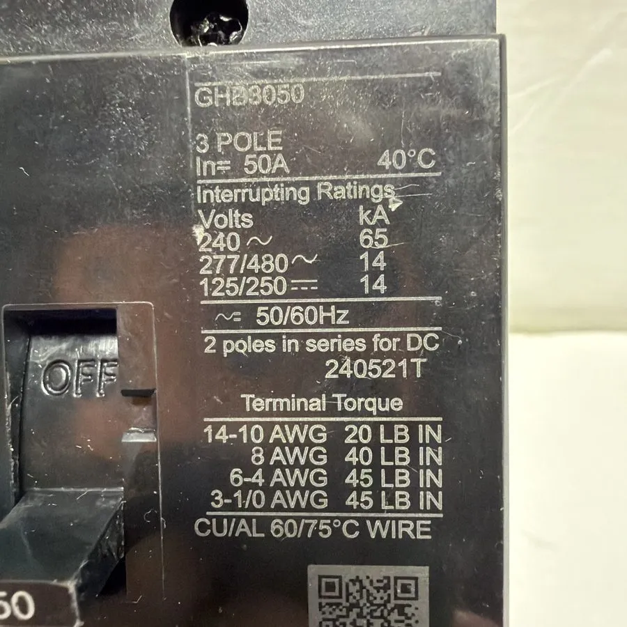 Автоматический выключатель Eaton GHB3050 THERMAL CIRCUIT BREAKER 50A, 3-Phases,  — фото лота 2
