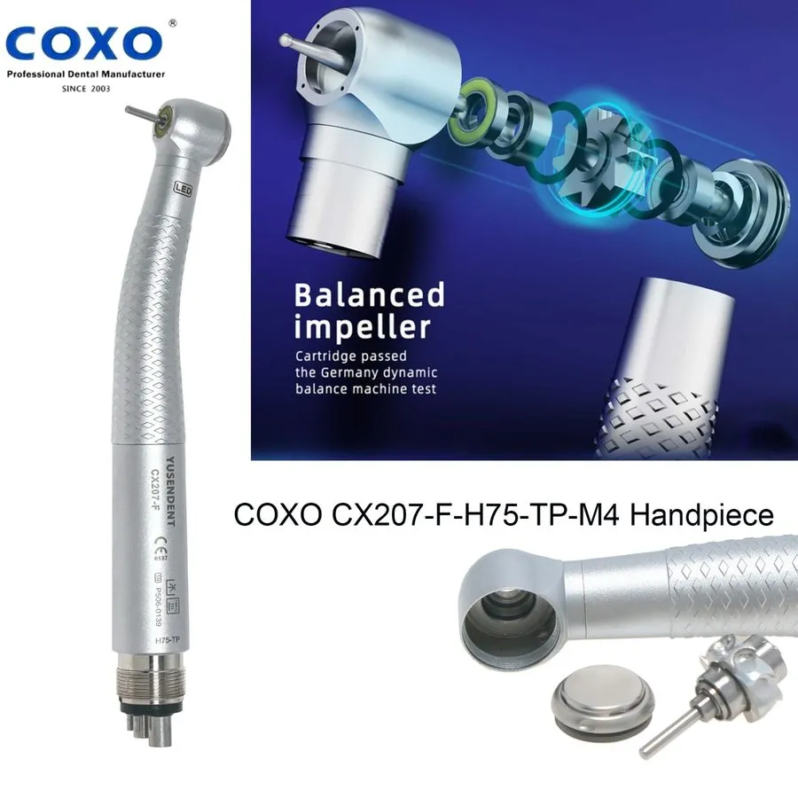Стоматологический наконечник COXO Dental Handpiece 4 Hole LED E Generator CX207- — фото лота 2