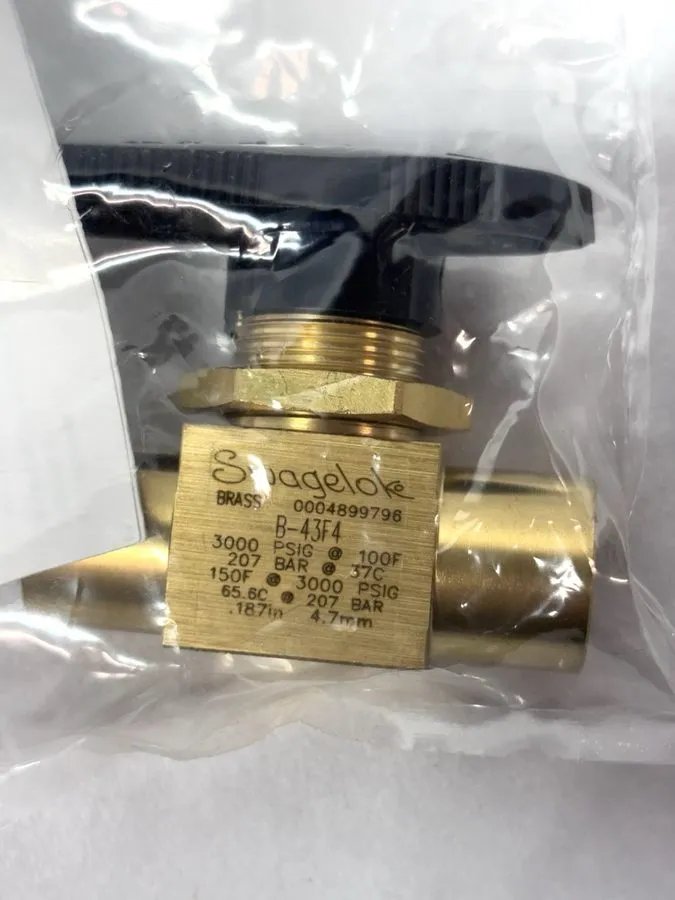 Клапан Swagelok B-43F4 Brass 1-Piece 40 Series Ball Valve FNSP