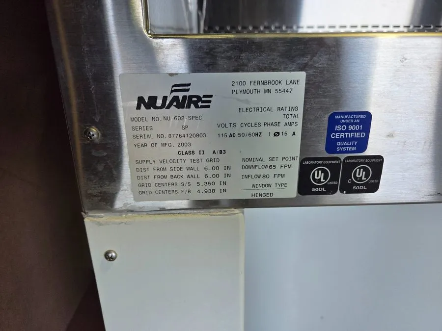 Ламинарный бокс NuAire NU-602-SPEC Class II Type A2 Biosafety Cabinet HEPA Lamin