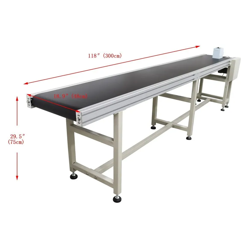 Конвейер 118"L 15.7"W Electric PVC Belt Conveyor Transport Machine Speed 4-20m/m
