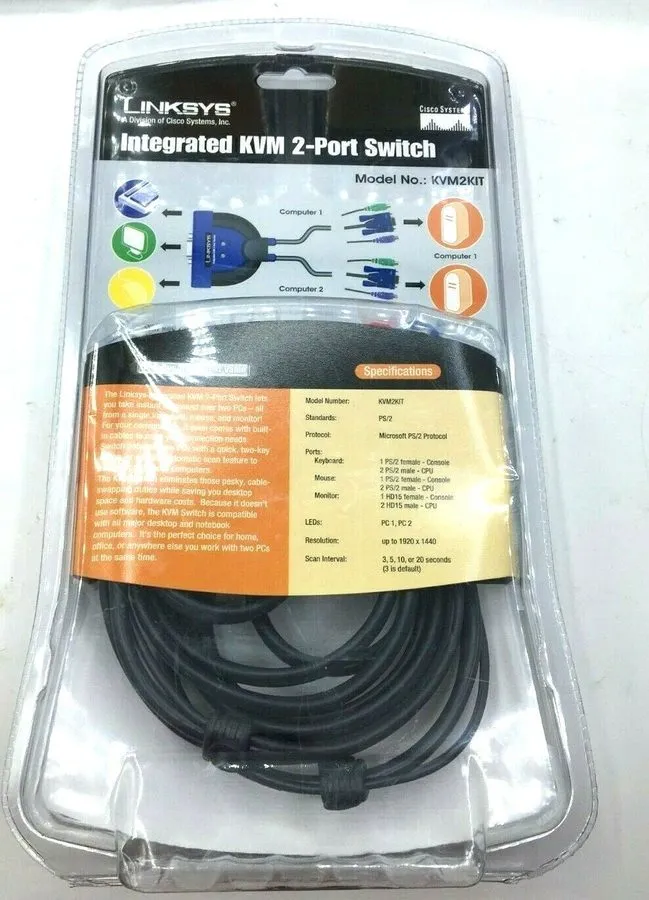 KVM-переключатель Linksys ProConnect (KVM2KIT) 2-Ports External KVM switch PS/2