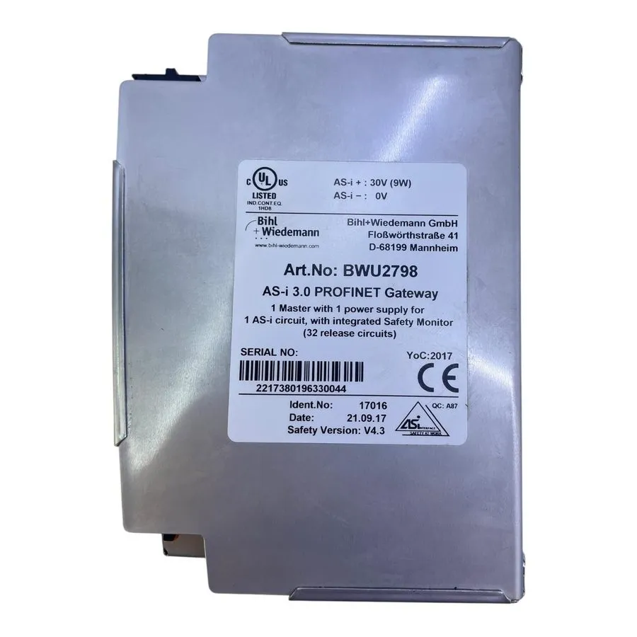 Шлюз полевой шины Bihl+Wiedemann BWU2798 AS-I 3.0 PROFINET Gateway With Safety M — фото лота 2