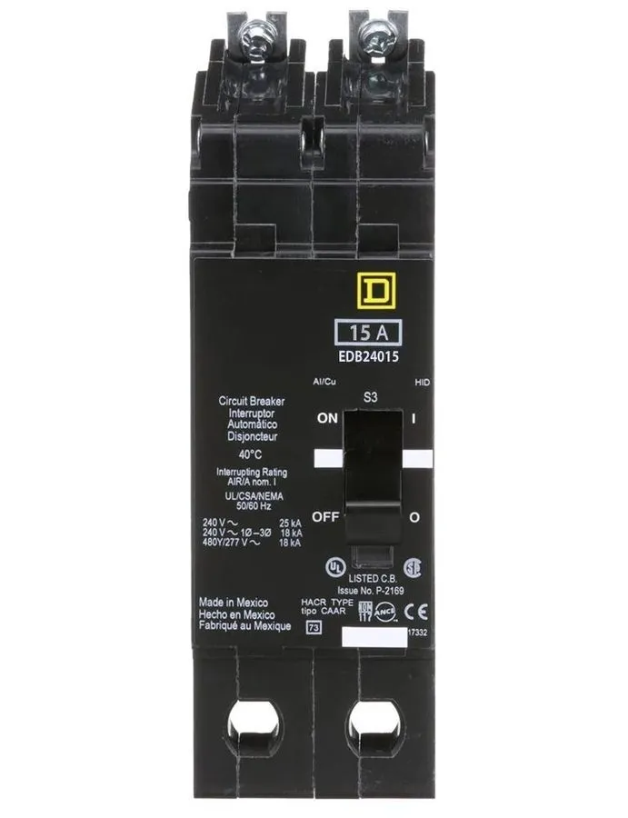 Автоматический выключатель Square D EDB24015 15A 480V 2-Pole Circuit Breaker EDB