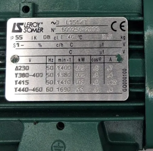 Конвейер Leroy Somer LS56/T Induction Motor — фото лота 1