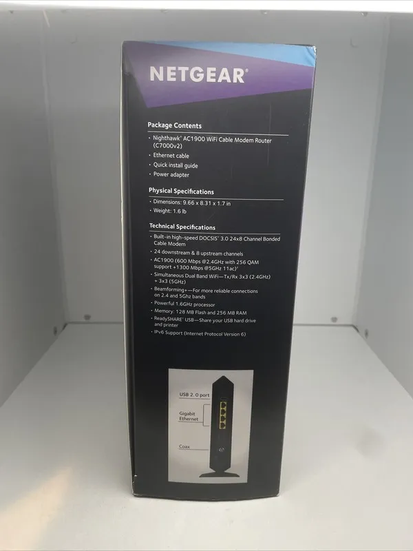 Маршрутизатор NETGEAR Nighthawk AC1900 4 Wireless-Wi-Fi 802.11ac Router C7000-10 — фото лота 1