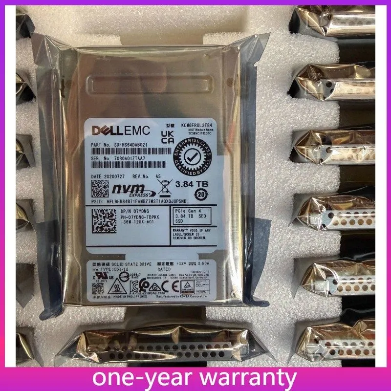SSD-накопитель 07YDNG 7YDNG 3.84TB SSD CM6 DELL U.3 NVMe Gen4 KCM6FRUL3T84 PCIe 