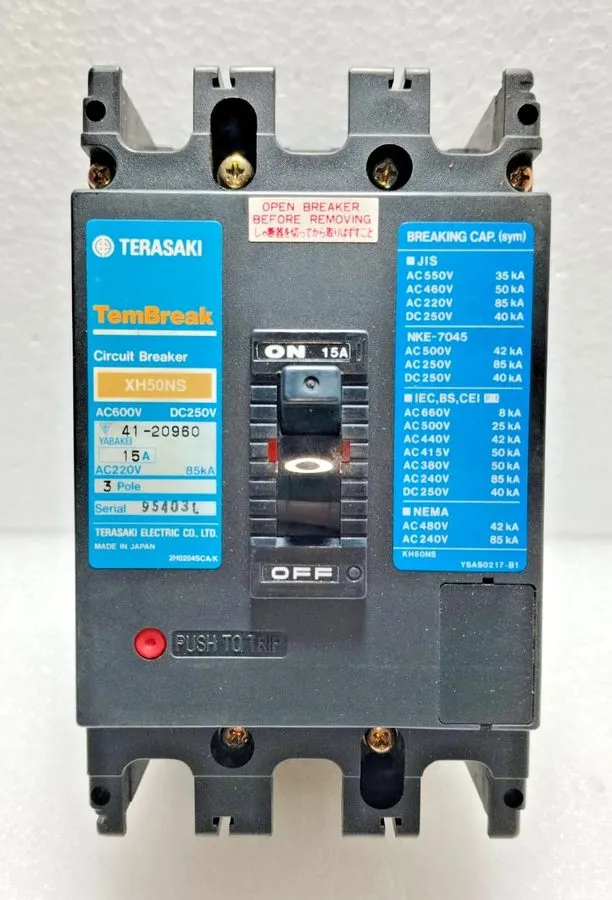 Автоматический выключатель TERASAKI TEMBREAK XH50NS 15A 3 POLE CIRCUIT BREAKER S