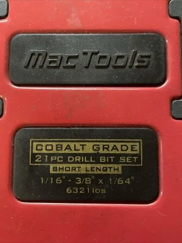 Режущий инструмент Mac Tools Cobalt Drill Bits Set No. 6338DS Incomplete Set