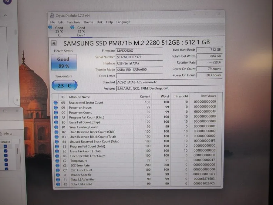 Samsung PM871b 512GB SSD 99% Health