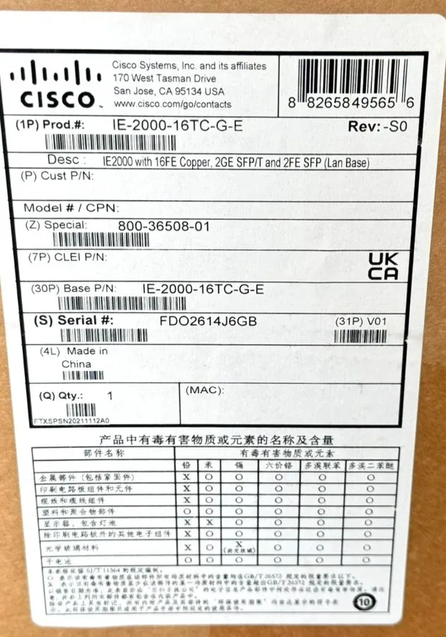 Коммутатор Cisco IE-2000-16TC-G-E Industrial Switch 16-Port Fast Ethernet