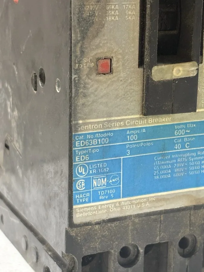 Автоматический выключатель Siemens ED63B100 Sentron Series Circuit Breaker 100A  — фото лота 1