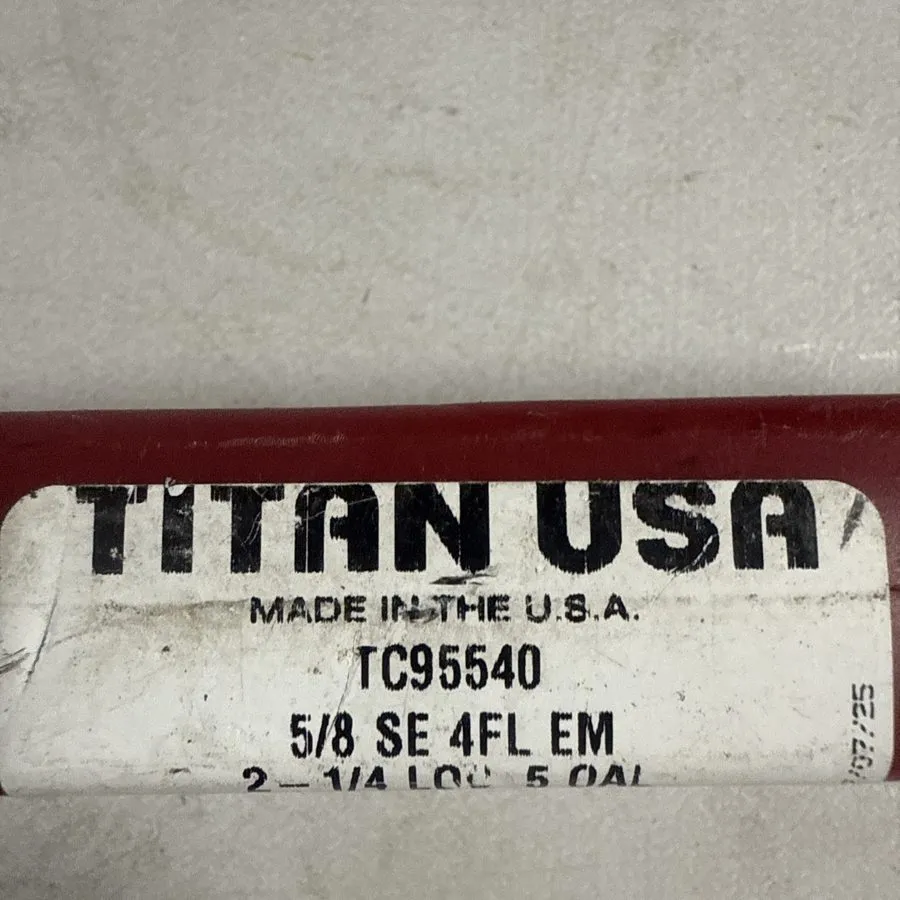 Режущий инструмент titan usa TC95540 Square End Mill: 5/8" Dia, 2-1/4" LOC, 4 Fl — фото лота 1
