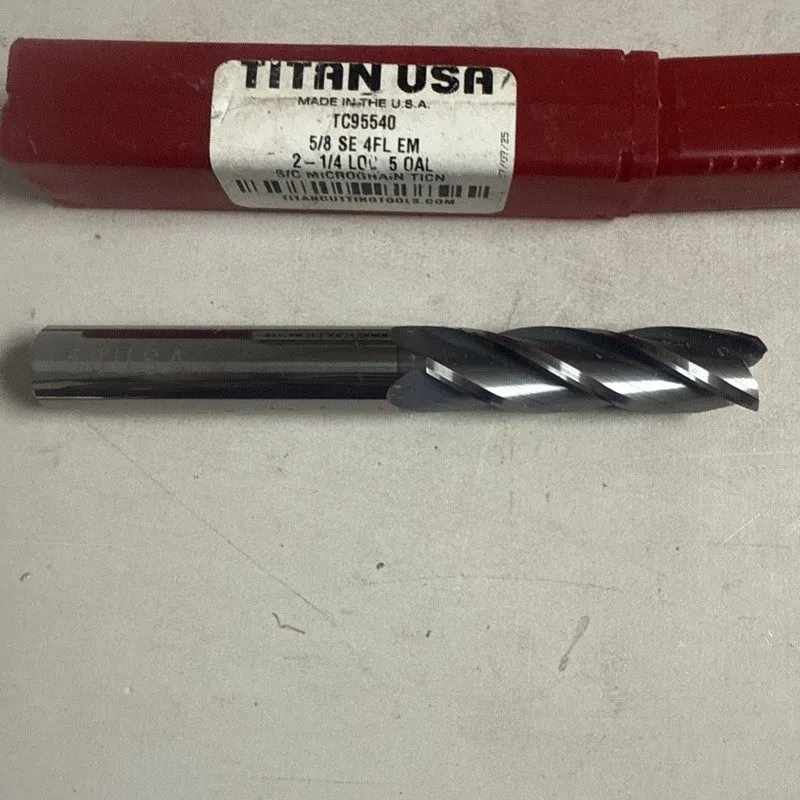 Режущий инструмент titan usa TC95540 Square End Mill: 5/8" Dia, 2-1/4" LOC, 4 Fl — фото лота 2