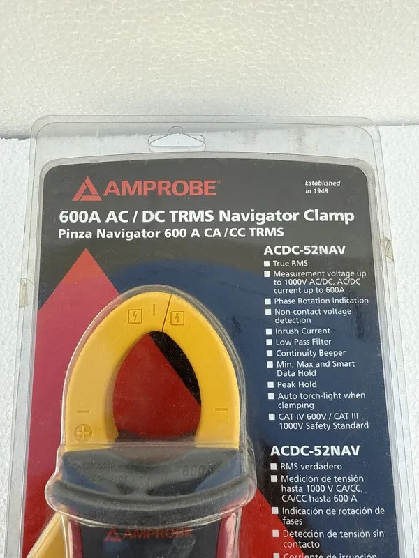 Тестер Amprobe ACDC-52NAV TRMS AC/DC Nav Clamp Meter, 1000V/600A w/ THD, NCV