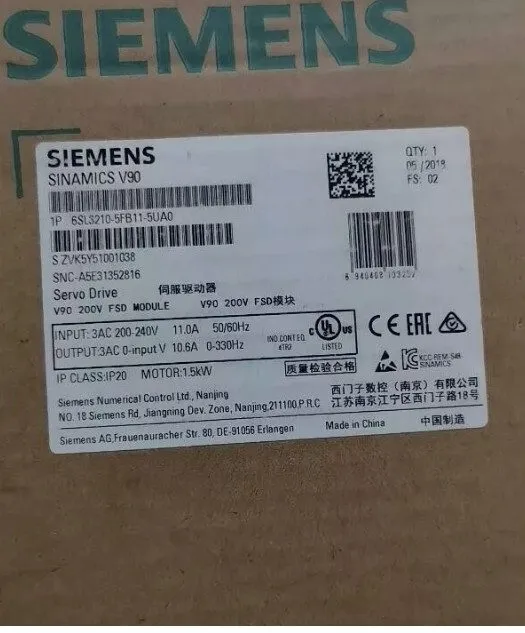 Частотный преобразователь 6SL3210-5FB11-5UA0 SIEMENS SINAMICS V90 INVERTER