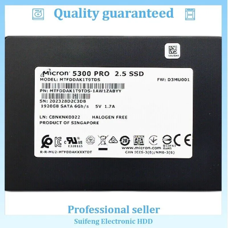 SSD-накопитель Micron 5300 PRO 1.92TB 2.5" SATA SSD MTFDDAK1T9TDS-1AW1ZABYY,3357