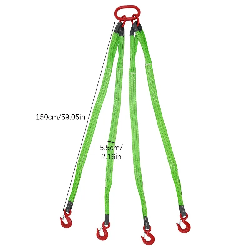 Строп 6T/13227 lbs 4.92ft 2.17in Chain Sling Polyester Lifting Sling with 4 Hook — фото лота 1