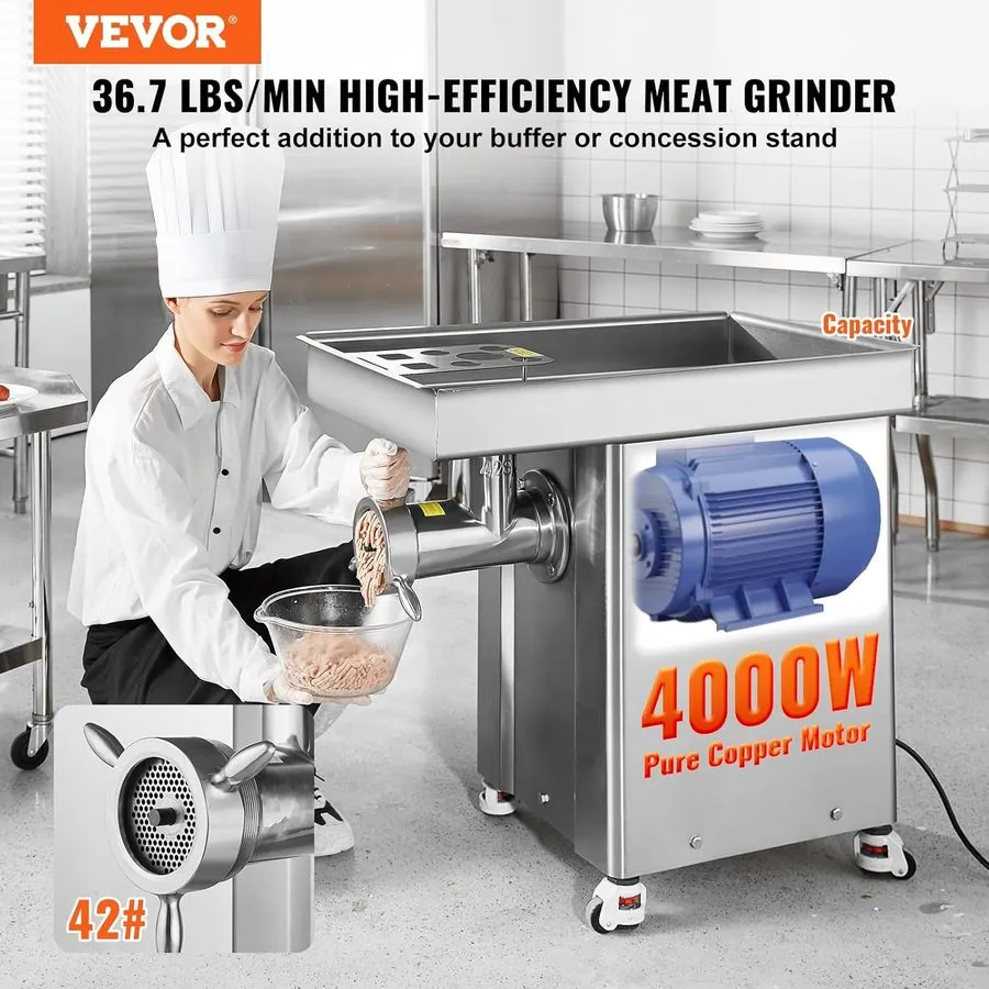 Оборудование для общепита 4000W Stainless Steel Commercial Meat Grinder 36.7Lb/M