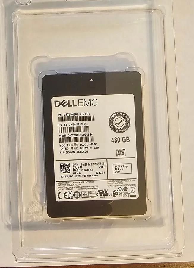 Жёсткий диск VJM47 0VJM47 MZ-7LH480C DELL SAMSUNG PM883A 480GB 6G 2.5" SATA SOLI
