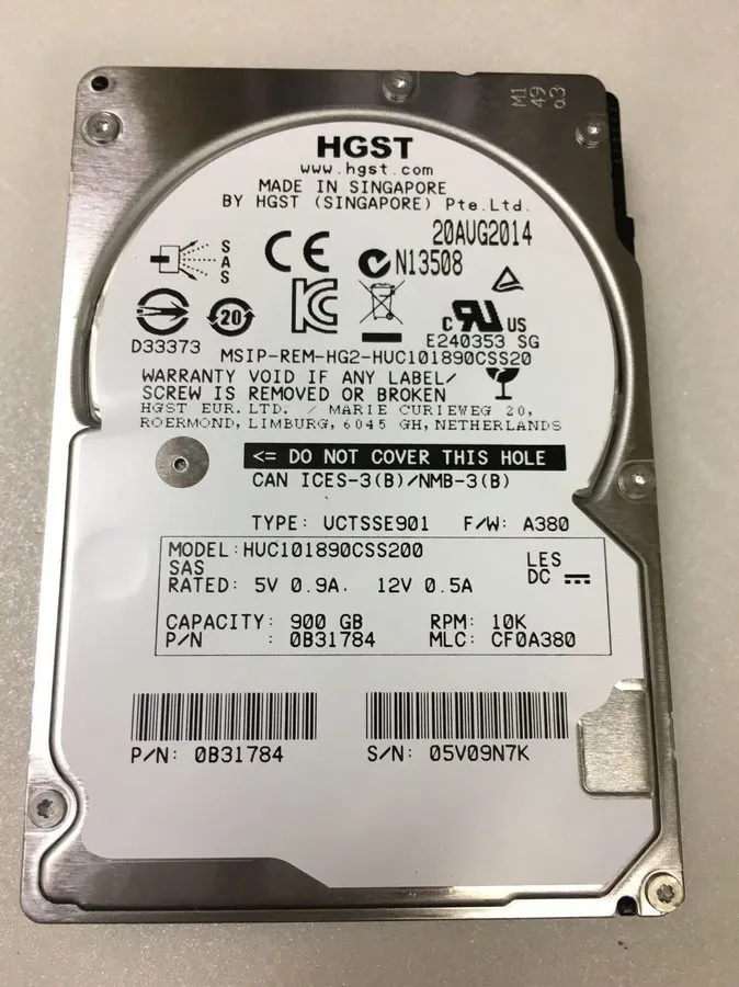 Сервер H.G.S.T 900GB 10K SAS 2.5 12Gb/s HUC101890CSS200 Server Hard Drive