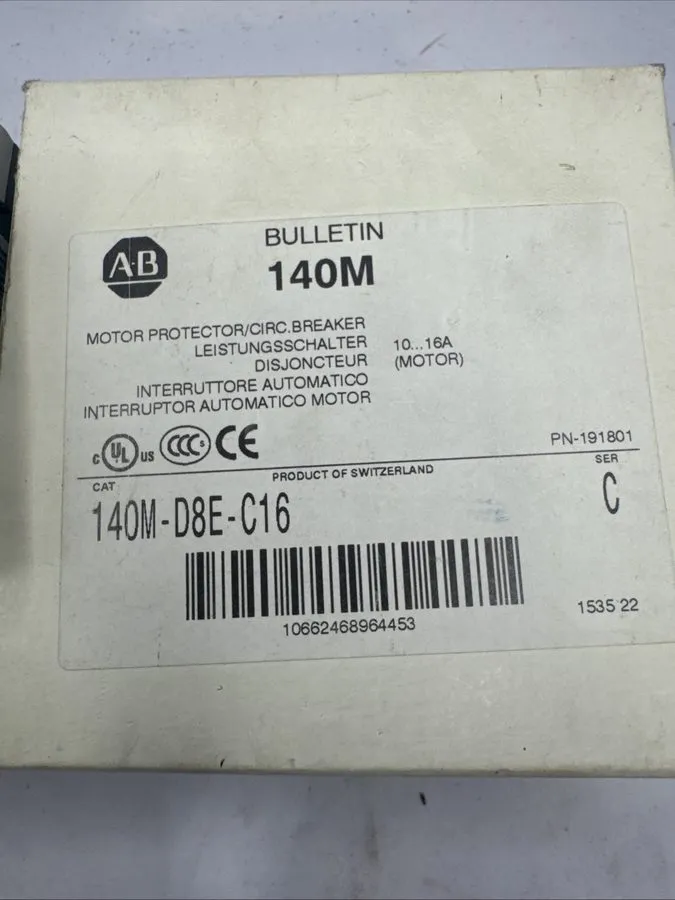 Автоматический выключатель Allen Bradley 140M-D8E-C16 Motor Protection Circuit B — фото лота 2