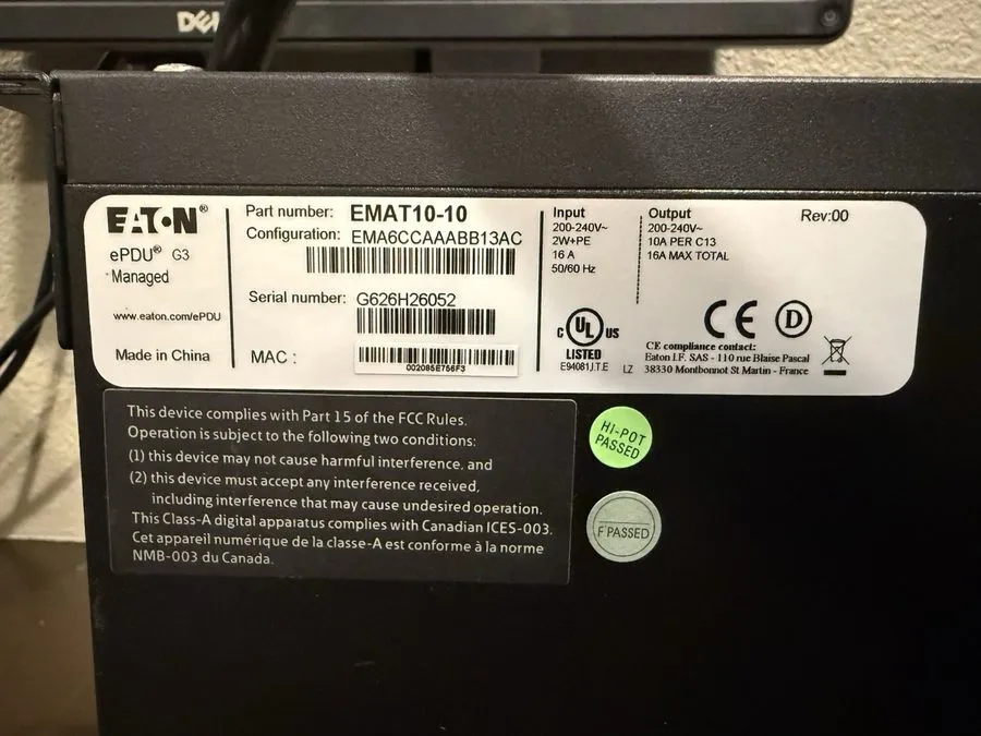 Блок розеток PDU Eaton EMAT10-10 Managed Rack PDU 3.84kW max 200-240V 16A 50-60H — фото лота 1