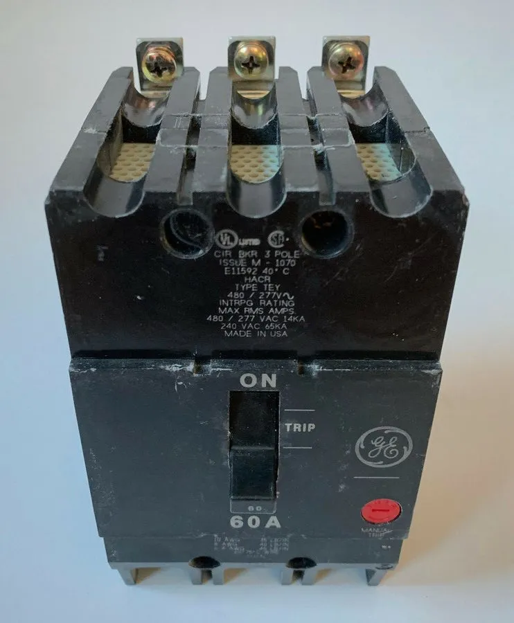 Автоматический выключатель GENERAL ELECTRIC TEY360 TEY 3 POLE 60 AMP 480v CIRCUI