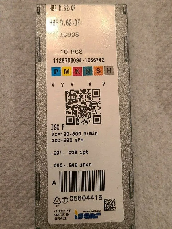 Режущий инструмент Iscar HBF D.62QF IC908 Carbide Milling Insert TiAlN Finish 56
