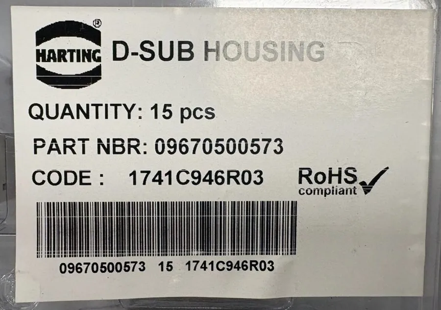 Электронный компонент HARTING 09670370443 D-SUB BACKSHELL 50pin gray Plastic Hoo — фото лота 2