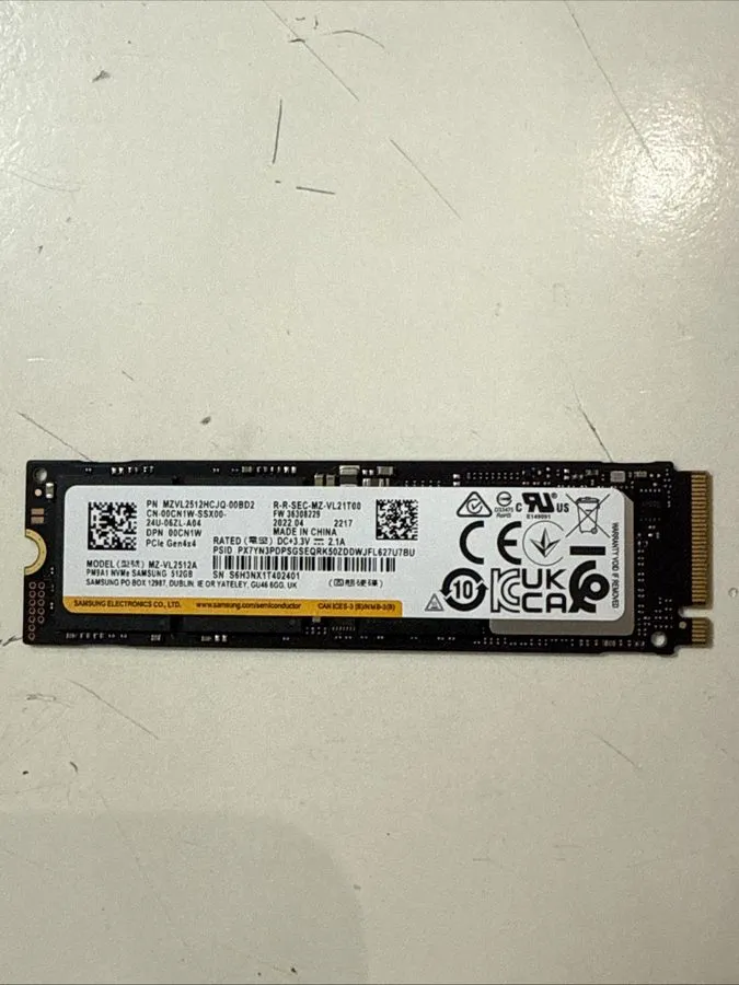 SSD-накопитель Samsung PM9A1 512GB NVMe Gen4x4 M.2 Internal SSD Black MZVL2512HC