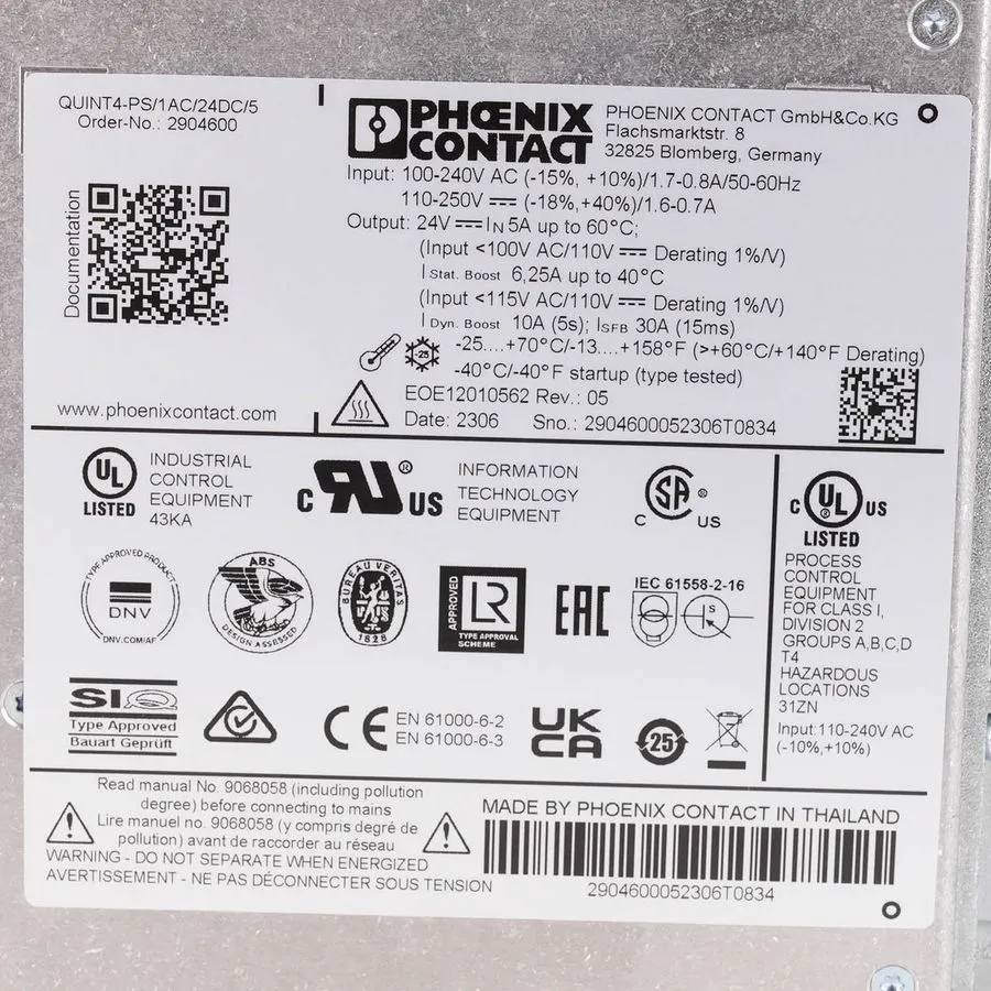 Блок питания Phoenix Contact QUINT4-PS/1AC/24DC/20 24VDC 20A Power Supply 290460