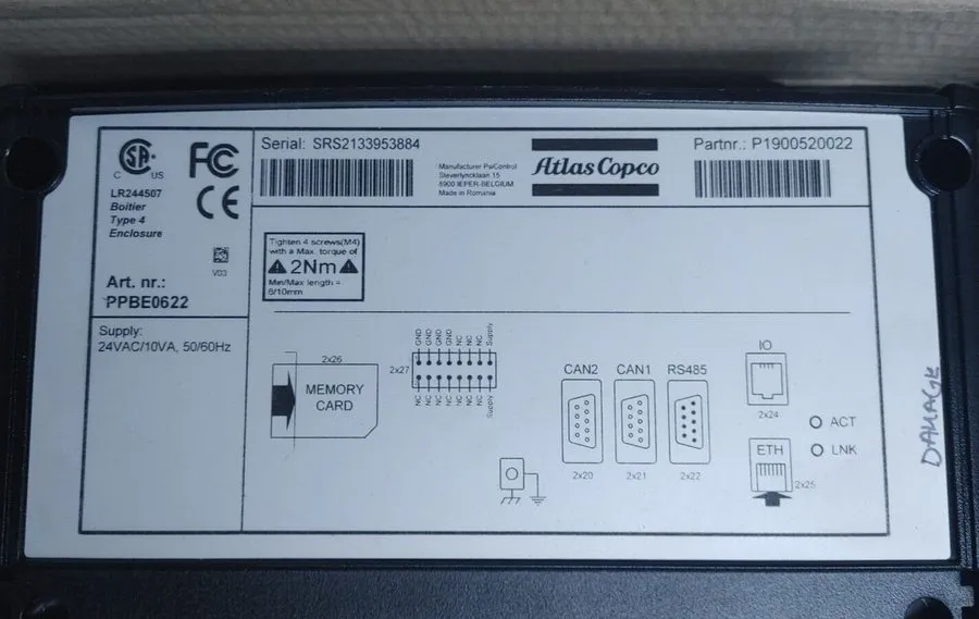 Пневмооборудование ATLAS COPCO PPBE0622 CONTROL PANEL WOW!!