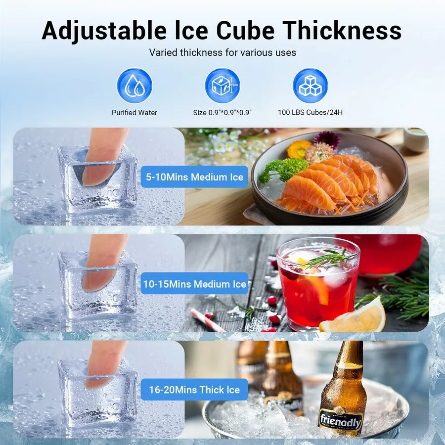 Льдогенератор 100LB/24h Built-In Commercial Ice Maker Stainless Ice Cube Machine