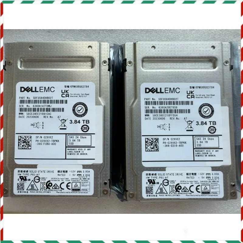 SSD-накопитель KIOXIA PM6 3.84TB DELL SSD SAS 12Gbps XNXD2 KPM6XRUG3T84 100% Hea