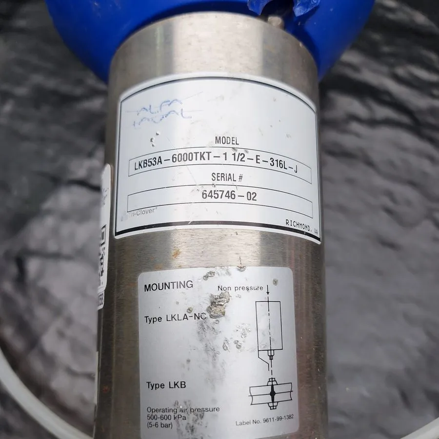 Клапан Alfa Laval LKB53A Valve 1-1/2 Stainless Pneumatic 316L — фото лота 1