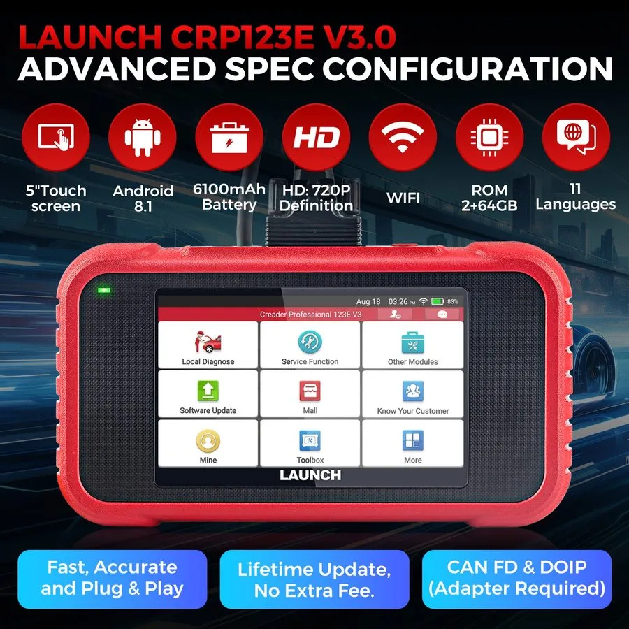 Диагностический сканер LAUNCH X431 CRP123E PLUS Car OBD2 Scanner Code er ALL Sys — фото лота 1