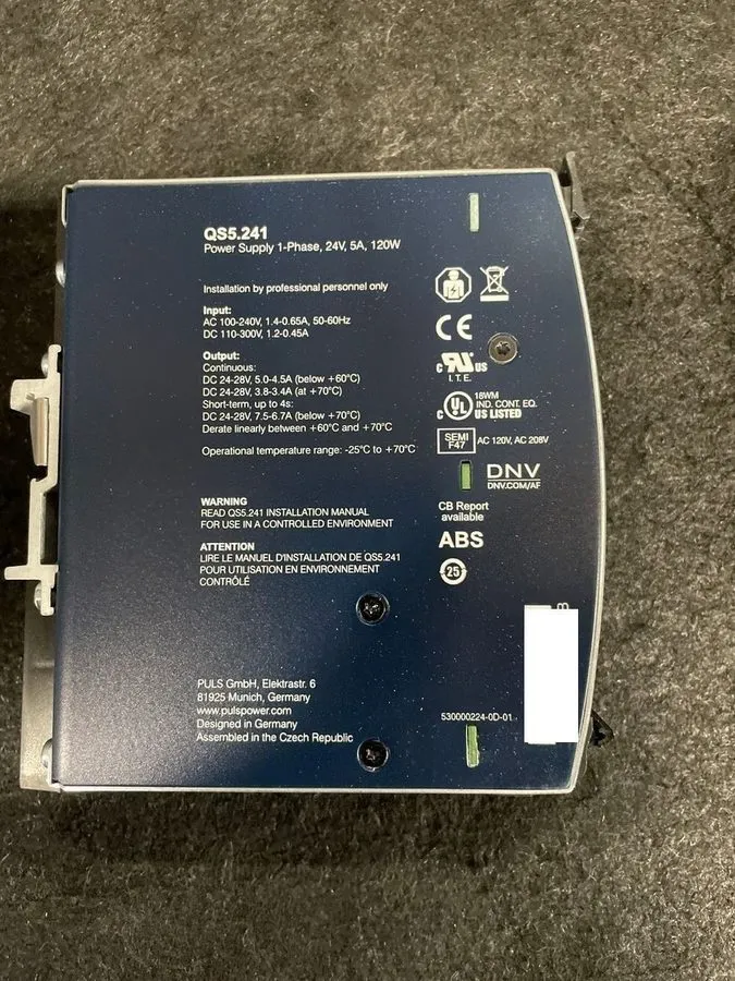 Блок питания PULS DIMENSION QS5.241 1-Phase DIN Rail Power Supply 24VDC 5A 120W