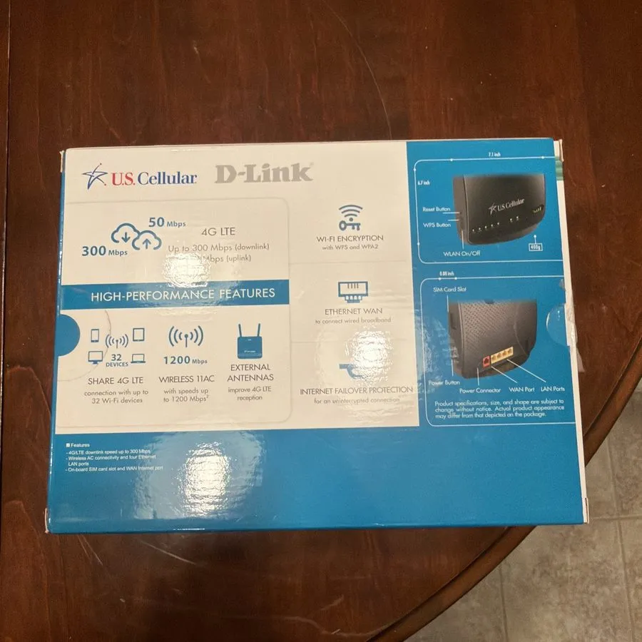 Маршрутизатор D-Link DWR-961 US Cellular 4G LTE Wireless Router AC1200 Complete — фото лота 1