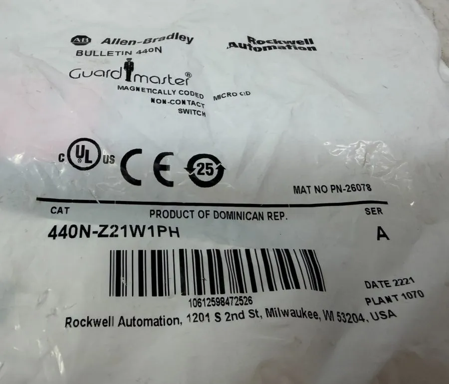 Реле безопасности Allen Bradley 440N-Z21W1PH Guardmaster Contact Switch Magnetic