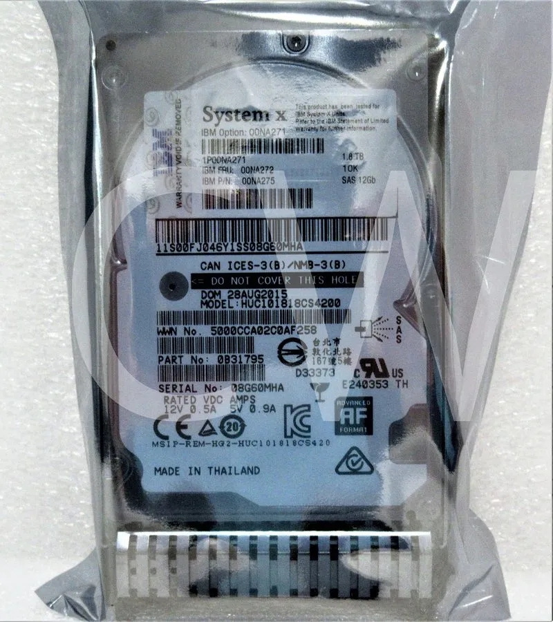 Жёсткий диск Lenovo IBM 1.8TB 10K 12GBps SAS 2.5" G3HS 512e HDD 00NA272 00NA275 