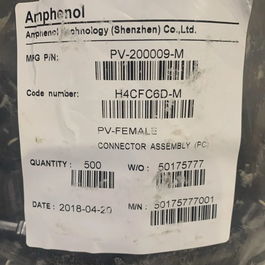 Разъём AMPHENOL H4CFC6D Female PV Connector PV-200009-M w/Pins P200-AIO-007 — фото лота 1