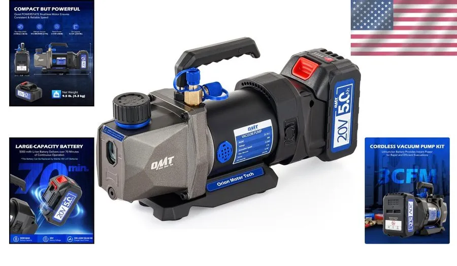 Дрон Lightweight Cordless HVAC Vacuum Pump: 70-Min Operation — фото лота 1